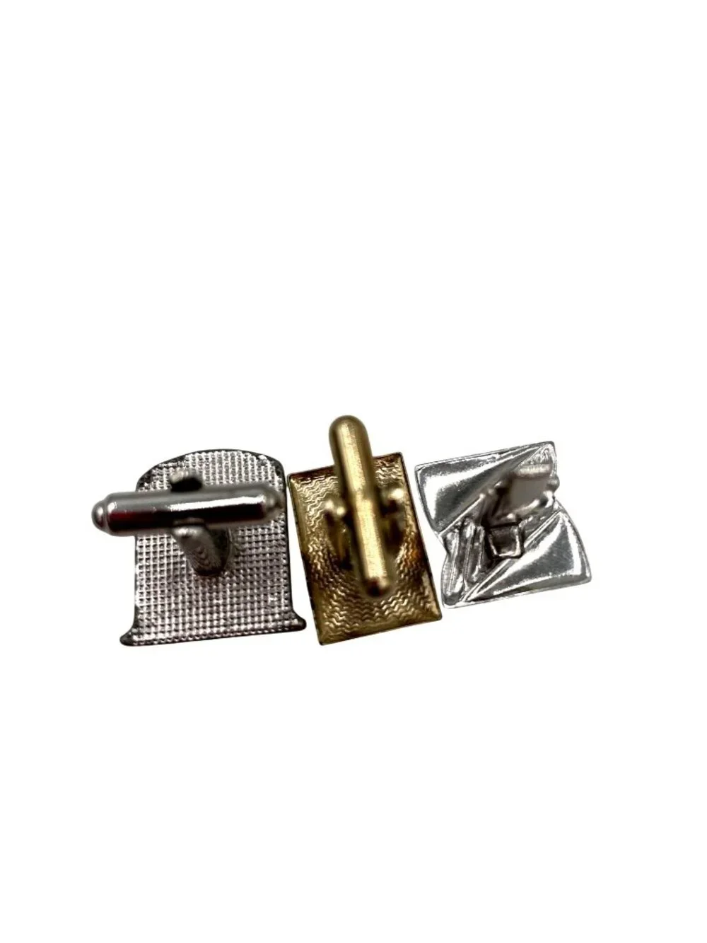 Vintage Gold-Tone Tie Clips & Cufflinks Assorted Lot With Alaska Lapel Pin & Mor